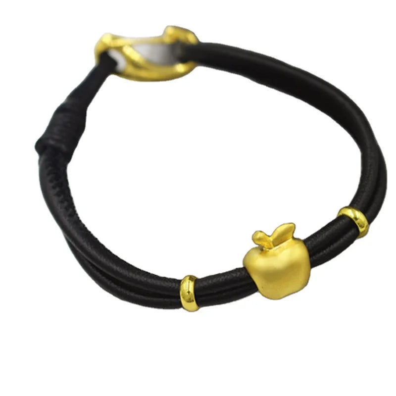 Dubai Gold Jewelry Euro Currency Gold Plated 3D Hard Gold PlatedSmall Sheepskin Rope Bracelet Christmas Eve Gift Bracelet Female