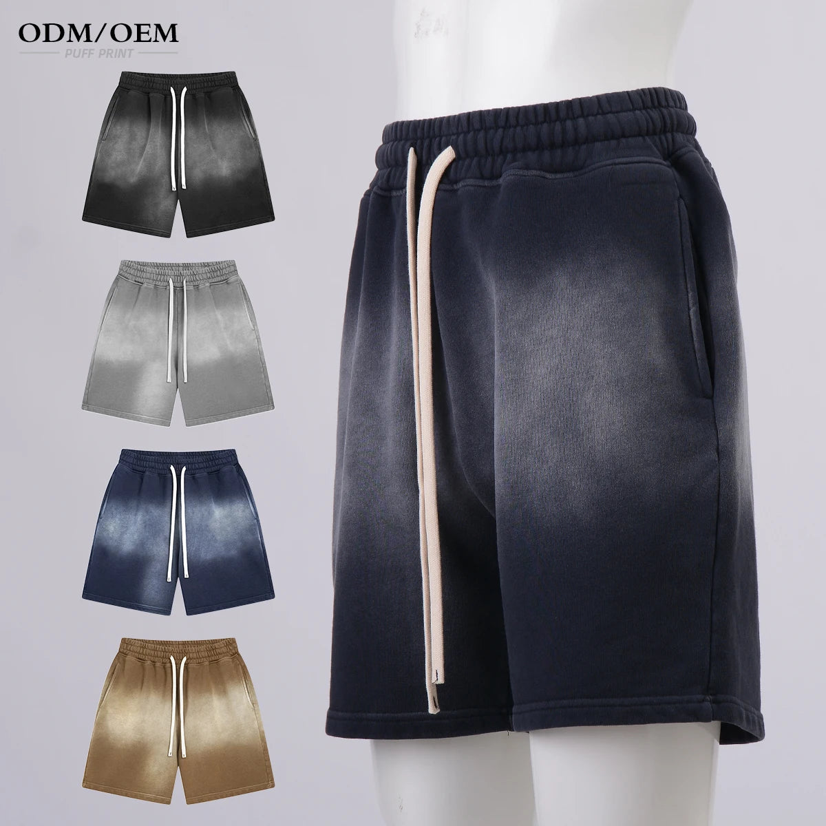 Men's High Quality Summer Heavy Washed Terry Shorts Retro Loose High Street Fashion Sports Shorts