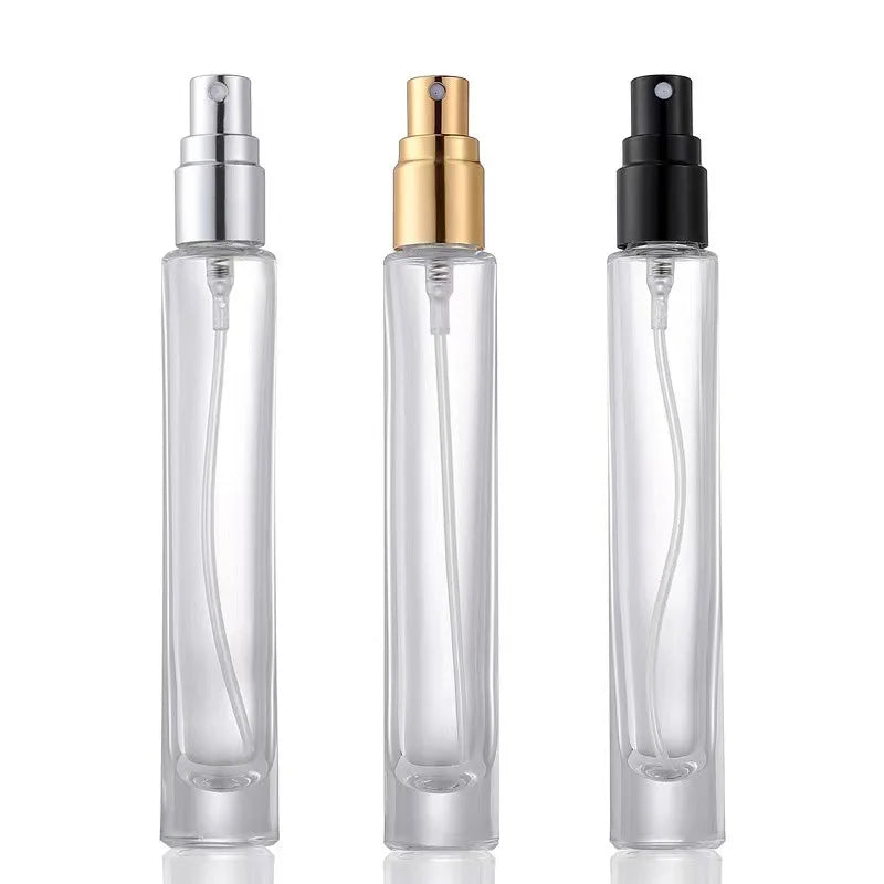 Empty 10 ml Cylinder Shape Refillable Glass Fine Mist Spray Bottle Perfume Atomizer