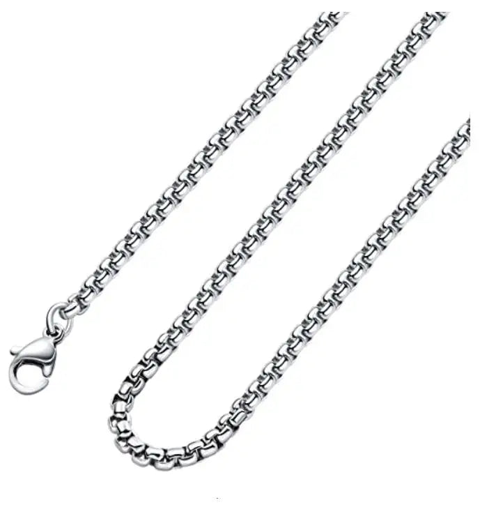 Simple Silver Gold Chain Designs Square Rolo Chains Stainless Steel Chain Necklace Round Box Necklace Men Women Jewelry