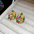 GT Silver Needle Luxury Inset Zircon Color Elegant Temperament Charm Earrings