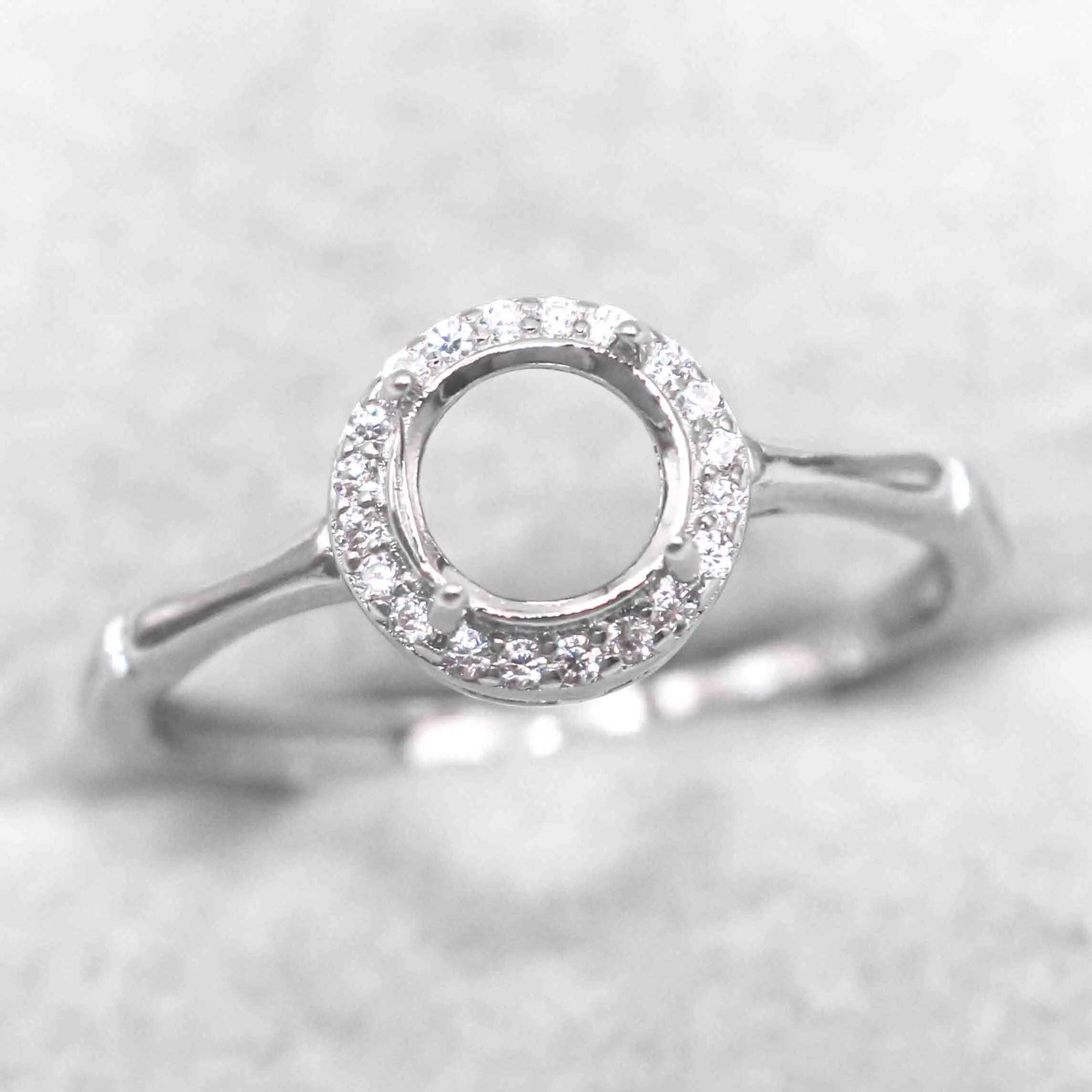Sterling Silver 4mm/5mm/6mm/7mm/8mm/9mm Semi Mount Ring Frame Empty Blank Setting S925 Base Without Center Stone for Inlay DIY