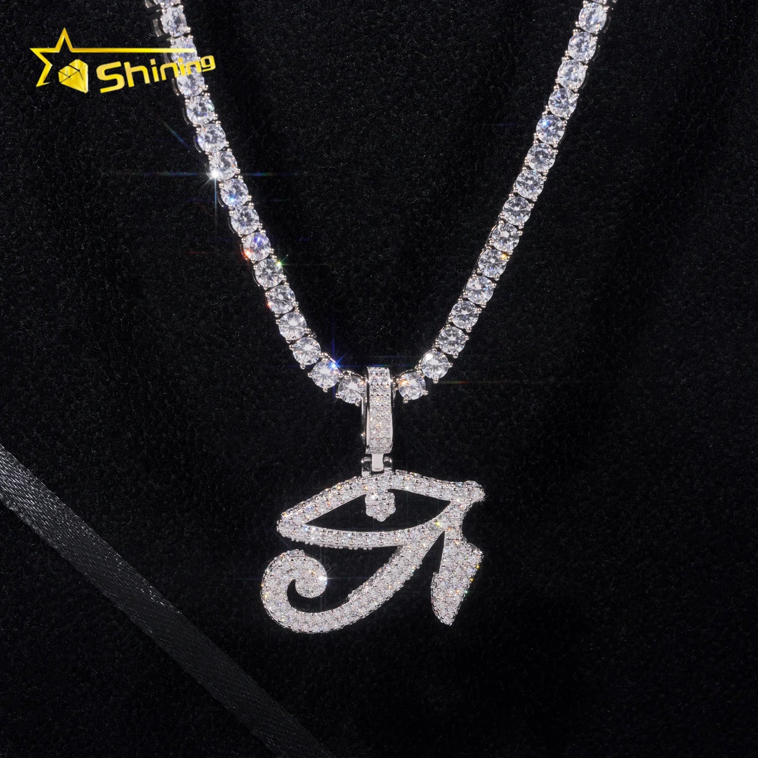 Fine Jewelry Iced Out Charms Gold Plated 925 Silver Hip Hop Moissanite Eyes Charms Pendant
