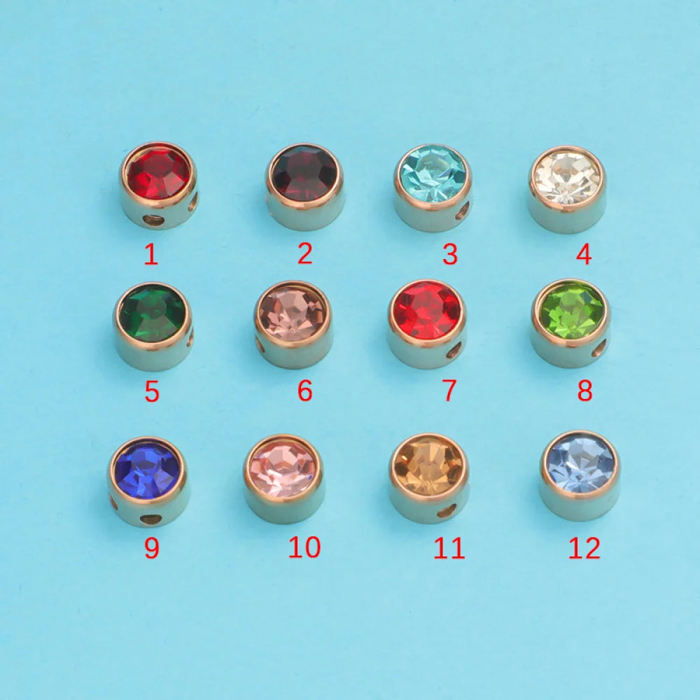 Custom 12 Month Birthstone Charms Stainless Steel Gold Plated Lucky Birthstone Pendant Diy Jewelry Accessories Necklace