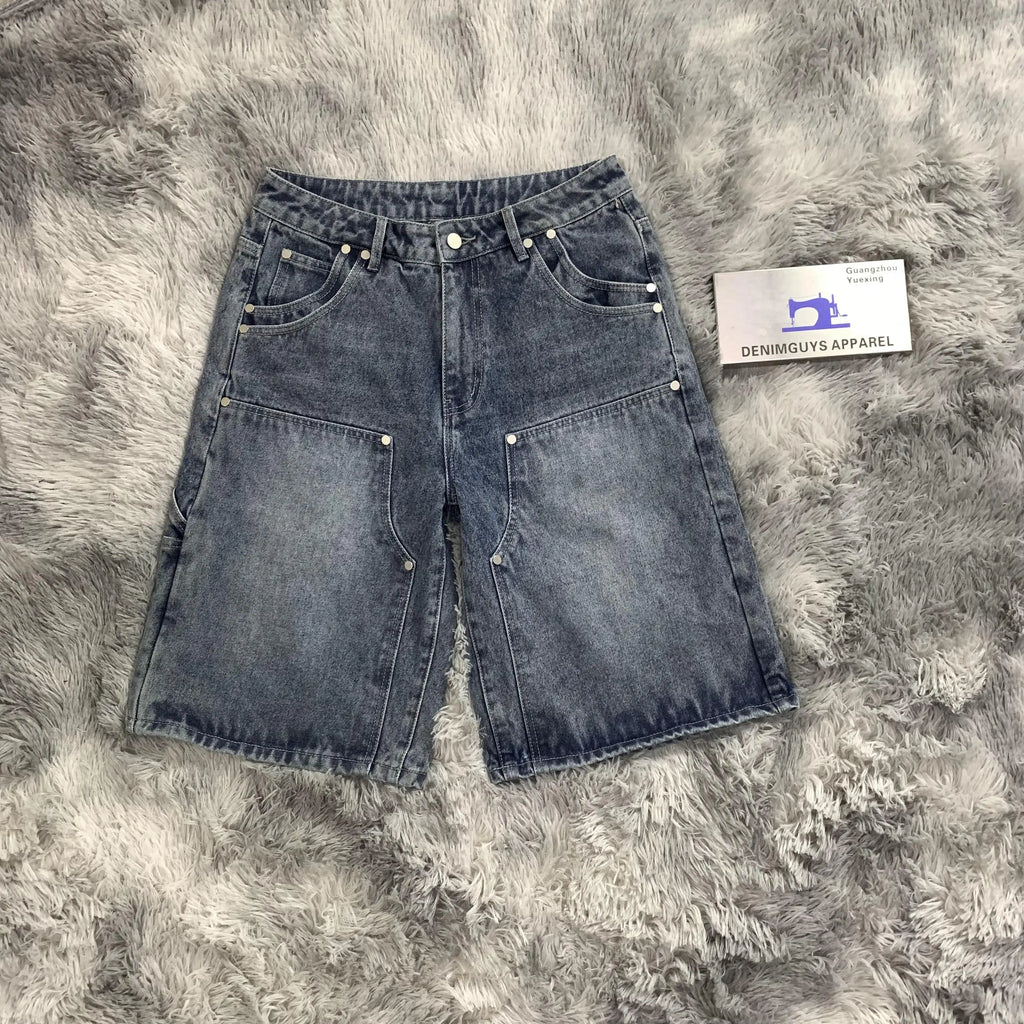 DENIMGUYS Men's Jorts Streetwear Fashion Baggy Men Vintage Workwear Carpenter Short Pants Loose Carpenter Denim Jean Shorts