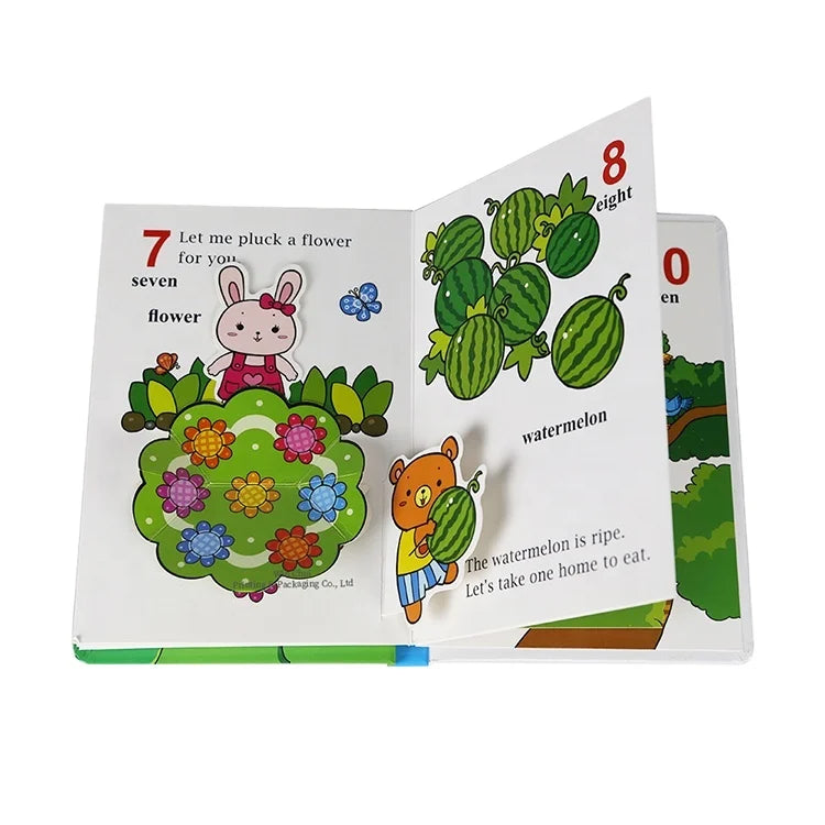 Wholesale Custom Print Cartoon Lift the Flap Book Set English Reading Learning Story Books for Kids