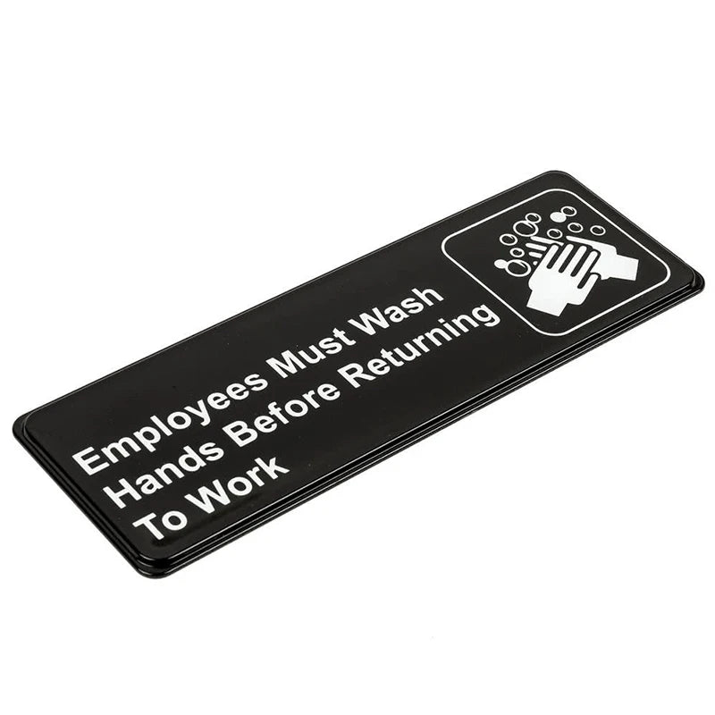 Plastic Custom Factory Wholesale 9" X 3" Employees Hand Wash Sign Board Hand Washing Board Sign Restaurant Compliance Sign