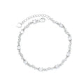 Yaeno Fine Jewelry Real Silver 925 Little Heart Chain Bracelet CZ Stones Link Chain Bracelet for Women