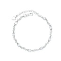 Yaeno Fine Jewelry Real Silver 925 Little Heart Chain Bracelet CZ Stones Link Chain Bracelet for Women