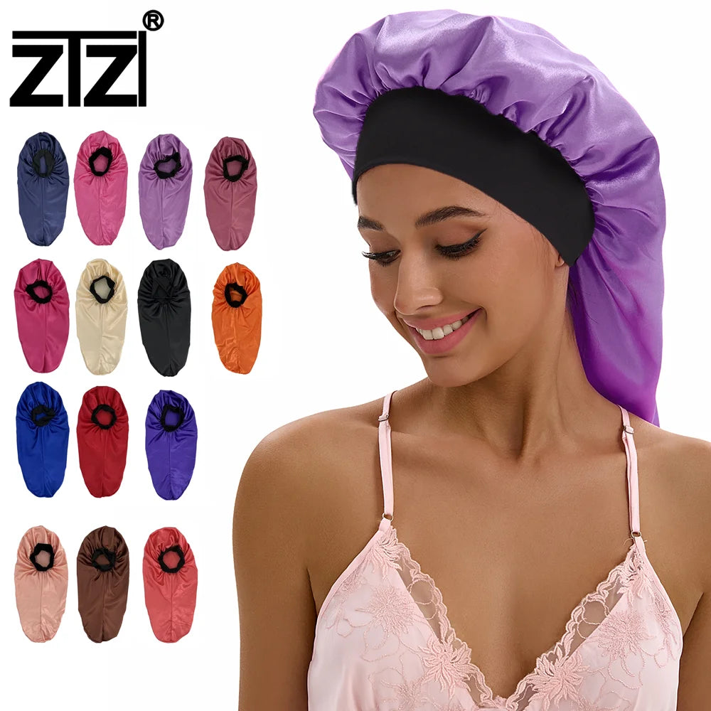 ZTZI Premium Quality Silky Long Hair Bonnet for Sleeping Cap and Braids Protection Dreadlock  Cap