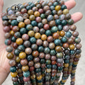 Wholesale Natural Agate Smooth Loose Round Beads 4/6/8/10/12mm Natural Green Ocean Agate Beads for Jewelry Making