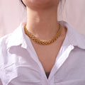 Hot Sale Hip Hop Stainless Steel 18K Gold Plated Handmade OT Buckle  Exaggerated Three Layer Chain Necklace Bracelet Jewelry Set