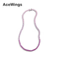 BC152 3mm 4mm Brass Pink Color Necklace Cubic Zircon Tennis Chain Necklace Oval and Rectangle CZ Jewelry