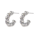 New Spiral Style Rope Twist Earrings Stainless Steel Silver Color Twisted CC Hoop Earring for Women