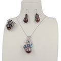 Fashion Choker 925 SILVER Jewelry Set 100% Big Black Baroque Freshwater Pearl