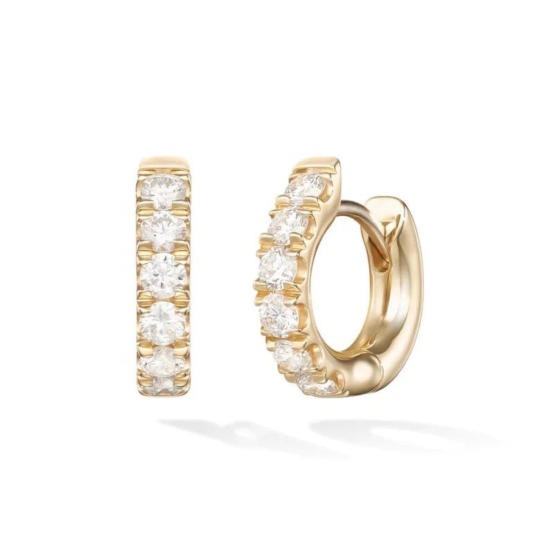 LOZRUNVE Wholesale Jewelry 925 Silver Prong Setting Diamond Bold Hinged Hoop Statement Earring Women