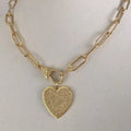 NM42680 Gold Plated Paperclip Link Chain Carabiner Necklace CZ Pave Lobster Clasp Jewelry
