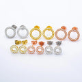 Wholesale Gold Plated Sterling Silver Cutout Round Stud Earrings with Cubic Zirconia for Men Women Party Gift