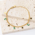 Chris April Colorful Enamel Star and Moon Charms 3mm Curb Chain Bracelets 316L Stainless Steel Bracelets