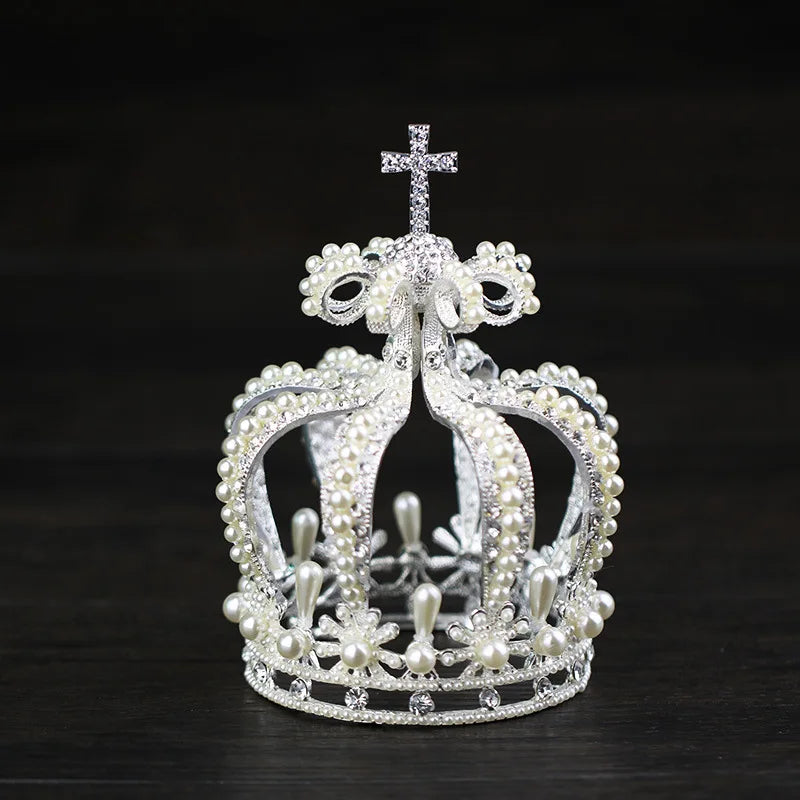 Custom Bridal Queen Diamond Banquet Crown Rhinestone Crystal Pearl Beaded Beauty Pageant Crowns & Tiaras