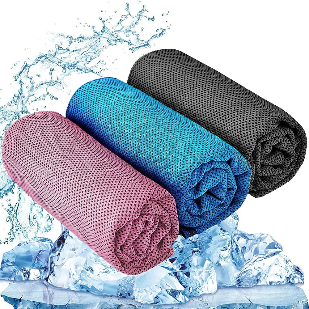 Ready to Ship 30*100cm Pure Color Microfiber Gym Yoga Towel Knitted Technics Soft and Fast Dry Print Cooling Sports Towel