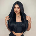 Japan Silk 13x1x5 Long Straight Black Lace Front Synthetic Wigs Lace Frontal Natural Wigs High Density Heat Resistant Wig