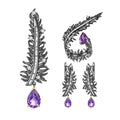 C8274 Abiding Jewelry Vintage Style Natural Amethyst Leaves 925 Sterling Silver Jewelry Sets for Woman