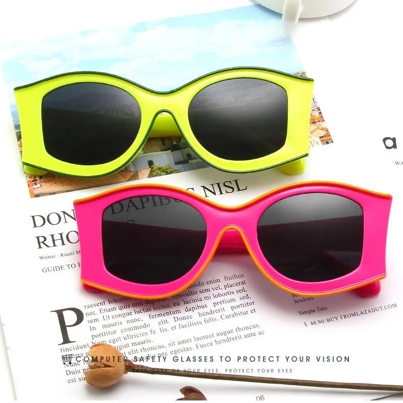 Sunbest Eyewear 18087 Wholesale Trendy Cheap Irregular Hip-hop Sunglass Concave Big Frame Collide Color Women Sunglasses