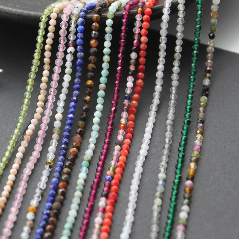 JC Crystal Wholesale Loose Stone Beads 2mm Faceted Round Natural Stone Beads for Jewelry Making