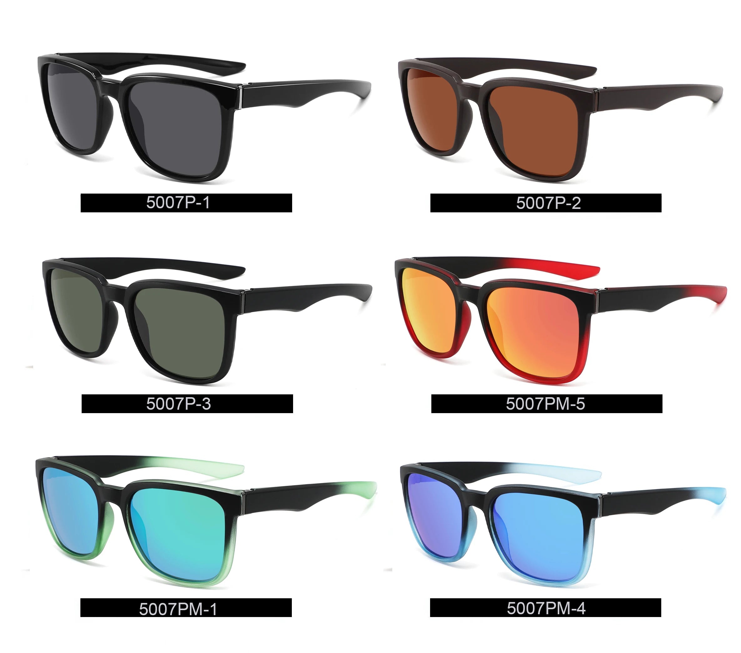 CONCHEN Manufacturer Vintage Outdoor Fishing Sun Glasses Oversized Square Frame Custom Logo Printing UV400 Polarized Sunglasses