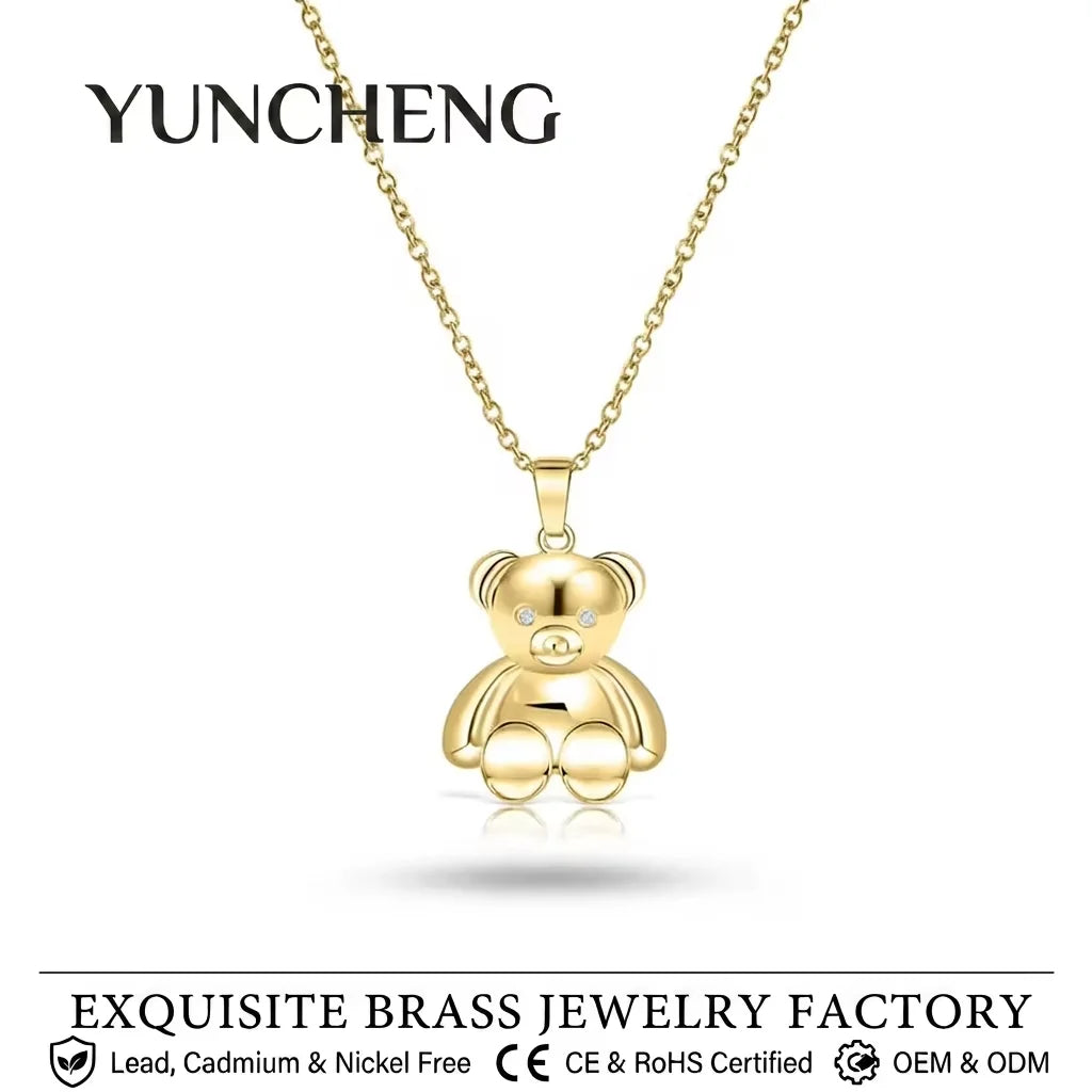 YUNCHENG 14K Gold Plated Vintage Bear Pendant Necklace Antique Charm Jewelry for Womens Jewelry Everyday Wear Gifts