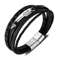 Factory Direct Sale Hip-hop Stainless Steel Arrow Accessories Leather Bracelet Magnetic Buckle Jewelry Bangle for Men