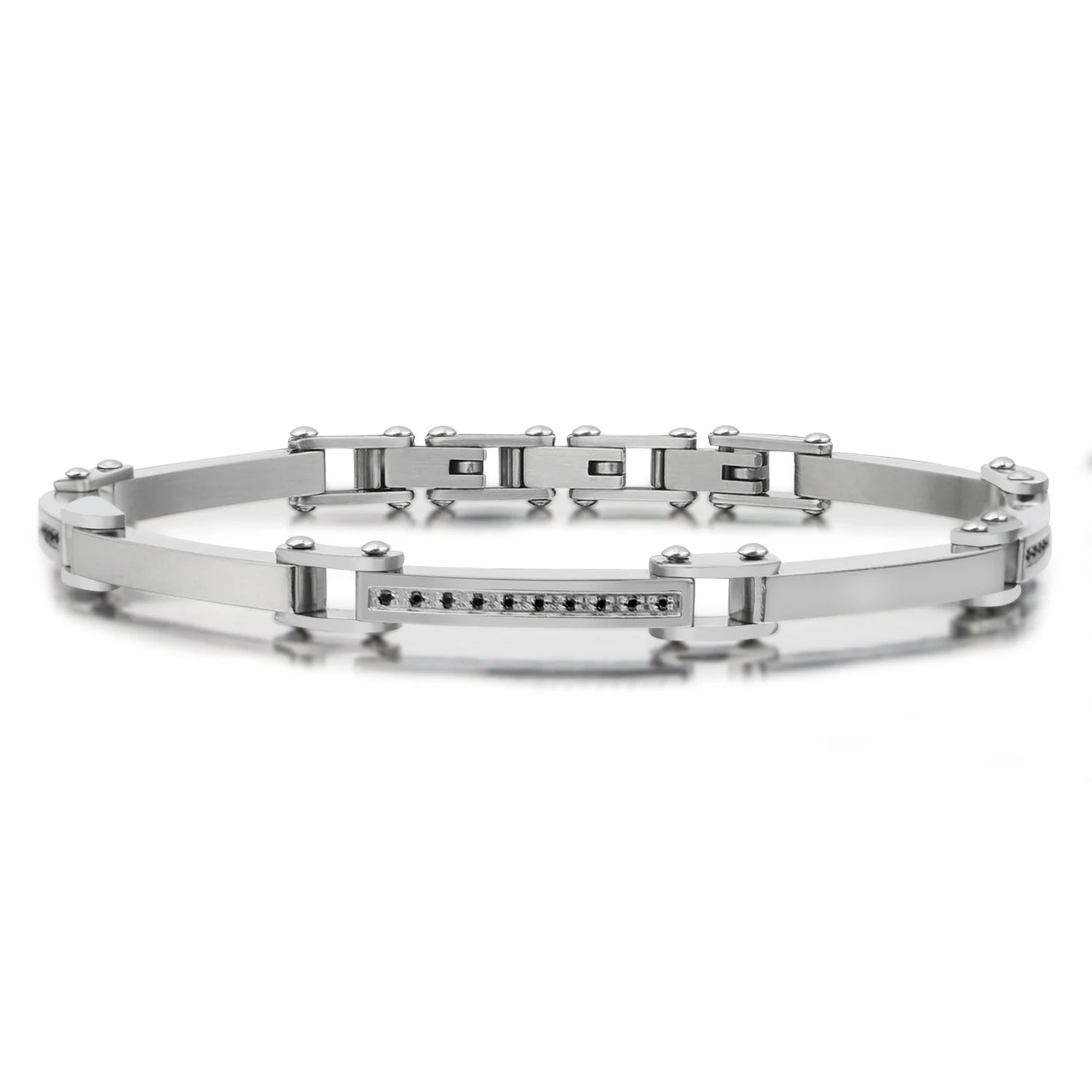 Fashion 316L Stainless Steel Jewelry Bracelet Customized LOGO Handmade Men's Bracelet High High White Zircon
