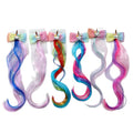 Hot Sale unicorn Bling Bling  Bowknot Gradient Three-color Wig Hairpin Braid Cute Children Baby Girl  Side Clip