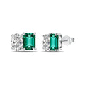 Luxury Jewelry 925 Sterling Silver Rhodium Plated Baguette Square Design Emerald Stud Earrings for Women