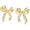 Trendy Gold Plated Bow Stud Earrings for Women Cute Bowknot Design Wedding & Party Gift