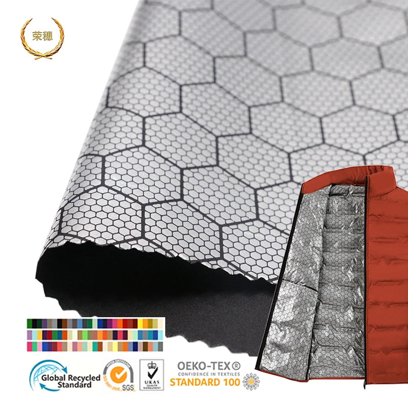 Honeycomb Pattern Thermal Insulation Down Jacket Lining Fabric Pu Silver Film Thermal Insulation Heat Storage Composite Fabric