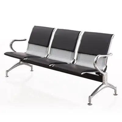 Aluminum Row Chair Public Waiting Bench  Hospital Waiting Chair Casual 3 Seat with Pu Cover