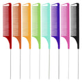 Hot Selling Salon Parting Hair Sectioning Rat Tail Comb Carbon Fiber Hair Pick Steel Metal Rat Tail Comb