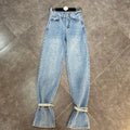 Wholesale 2026 Summer Trouser Hem Closure Chain Pearl Decoration Cool and Handsome Street Design Women's Jeans