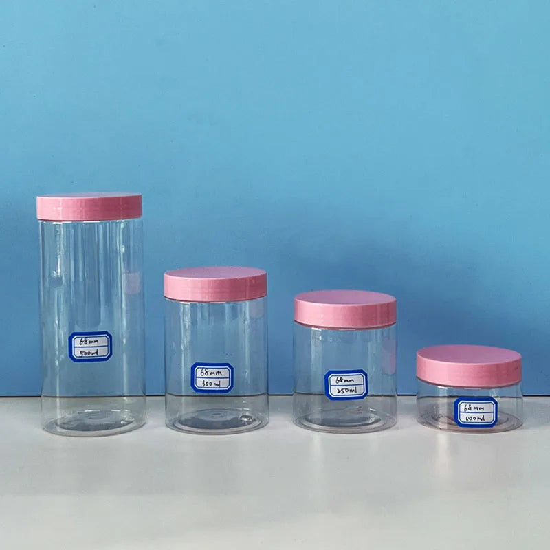 Clear Plastic Jar 300ml/500mlPET Cosmetics PET Food Grade Wide Mouth clear Plastic Jar with Lid