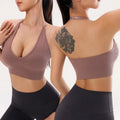 Custom Seamless Women's Halter Sports Bra Sexy Beautiful Back Top Push Fitness Yoga Gym Workout Top Sports Breathable Bra Top