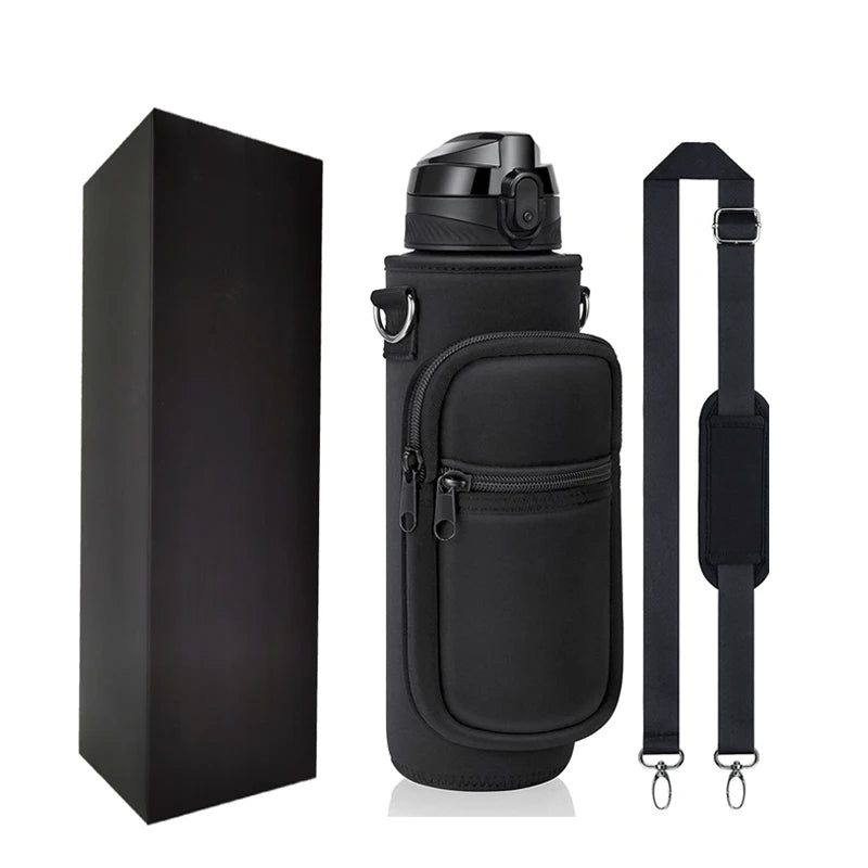 32oz/1L  Water Bottle with Storage Sleeve Camo Insulated with Carry Strap and Cellphone Holder