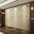 Waterproof Chinese Style 3D Wall Mural Print Flower Bird Wallpaper for Home Decor Botanical Pattern Graphic Design