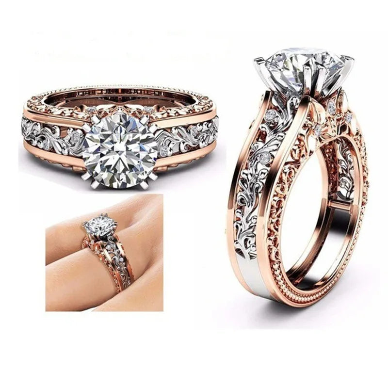 Hot Selling Simple Geometry Style Stainless Steel Diamond Crystal Wedding Rings for Couples
