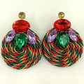 Colorful Crystal Earrings High-quality Ethnic Rhinestone Handmade Round Drop Earring Summer Jewelry Accessories for Women