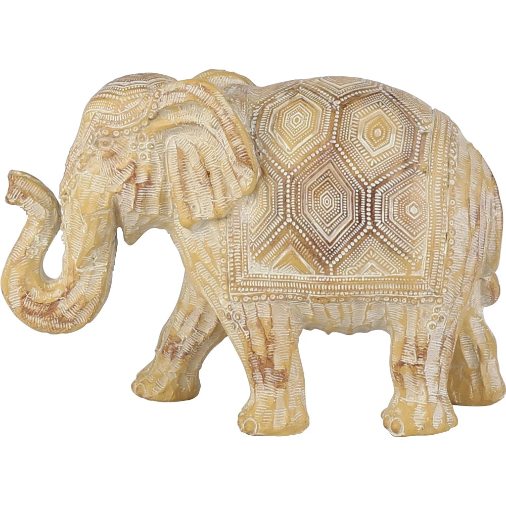 Witt Resin Imitation Woodcut Elephant Sculpture Giraffe War Horse Animal Statue Log Style Home Decoration Desk Porch Decoration