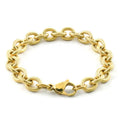Simple Geometric Punk Jewelry Stainless Steel Gold Cable Oval Link Chain Cuff Bracelet