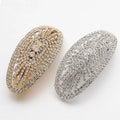 Factory-Designed Crystal Gold Rhodium Curved Oval Barrette Sunflower Pattern Rhinestone Women's Copper Crown Wreath Tiara