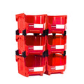 LEADLOONG V5 Red Color 6pcs 10.8*8.4*7in/27.6*21.3*18cm PP Injection Molded Storage Bins Tool Parts Organization Hanging Box